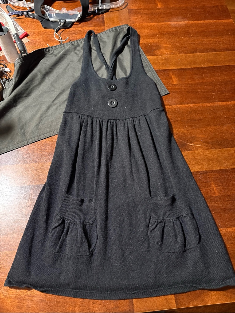 Derek Heart Y2K Black Knit Cross-Back Jumper Dress - Size M